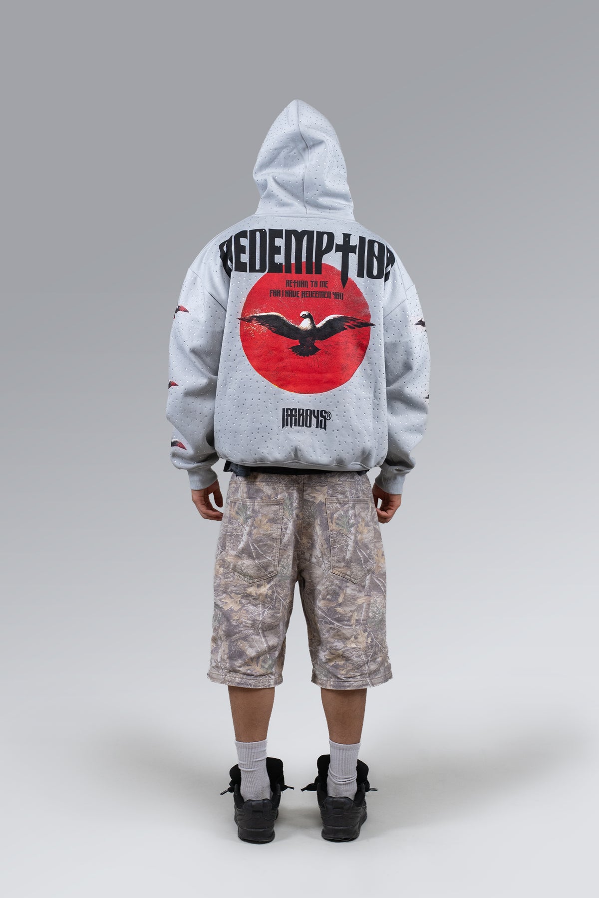 Redemption Rhinestone Hoodie Grey