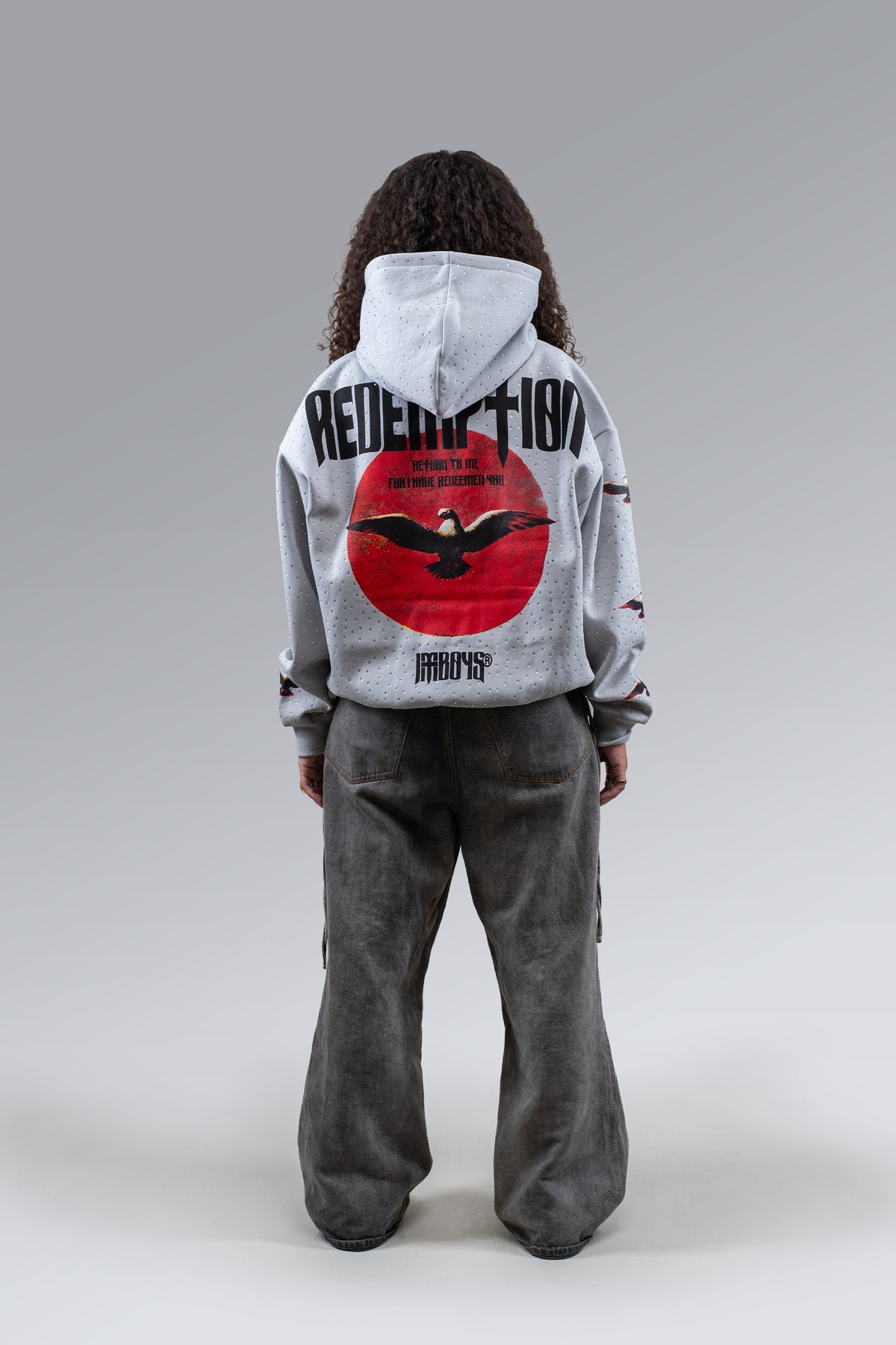 Redemption Rhinestone Hoodie Grey