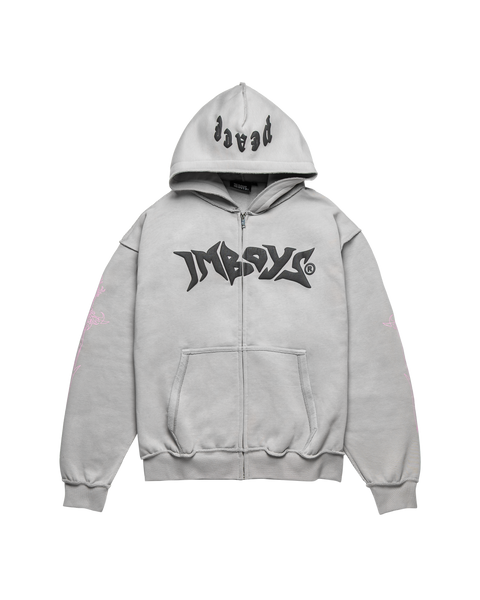 I AM WHAT I AM「zip Up Sweatshirt - GRAY」 IMB-No-Weapons-Zipper-GRAY-