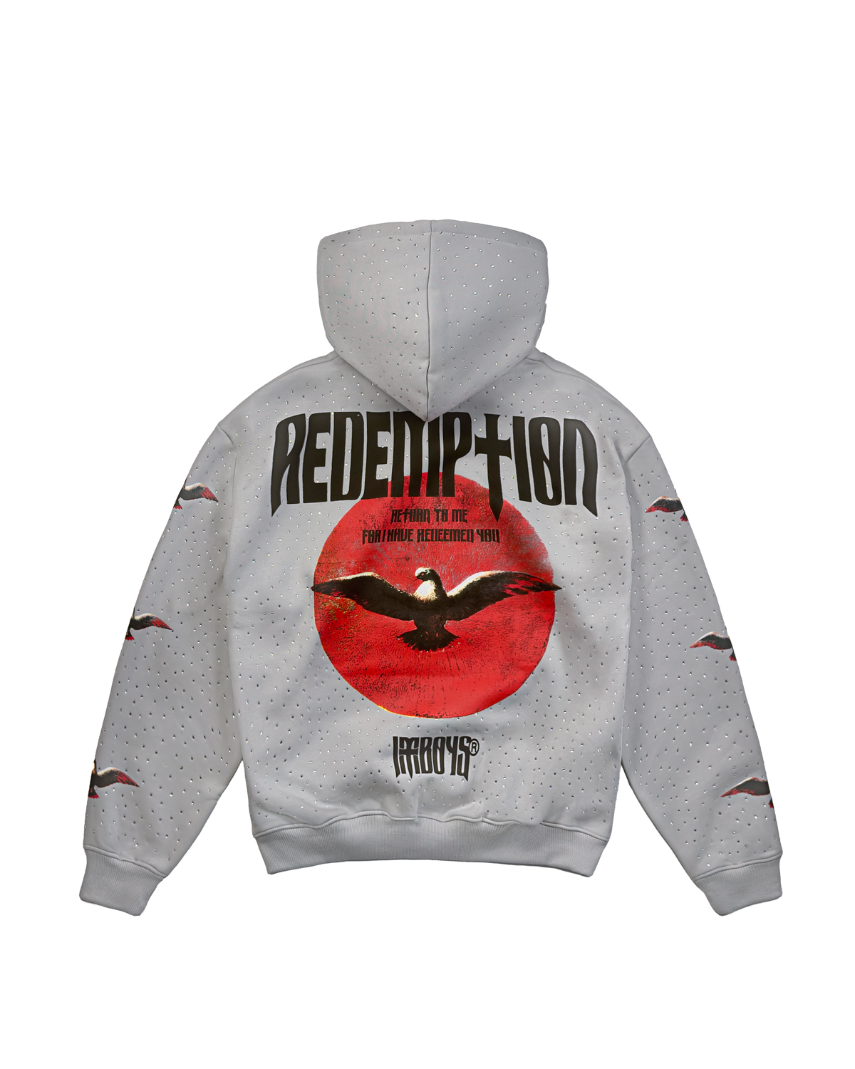 Redemption Rhinestone Hoodie Grey