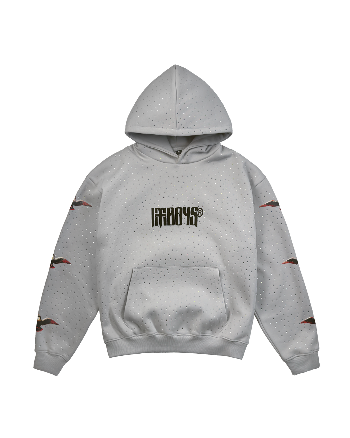 Redemption Rhinestone Hoodie Grey