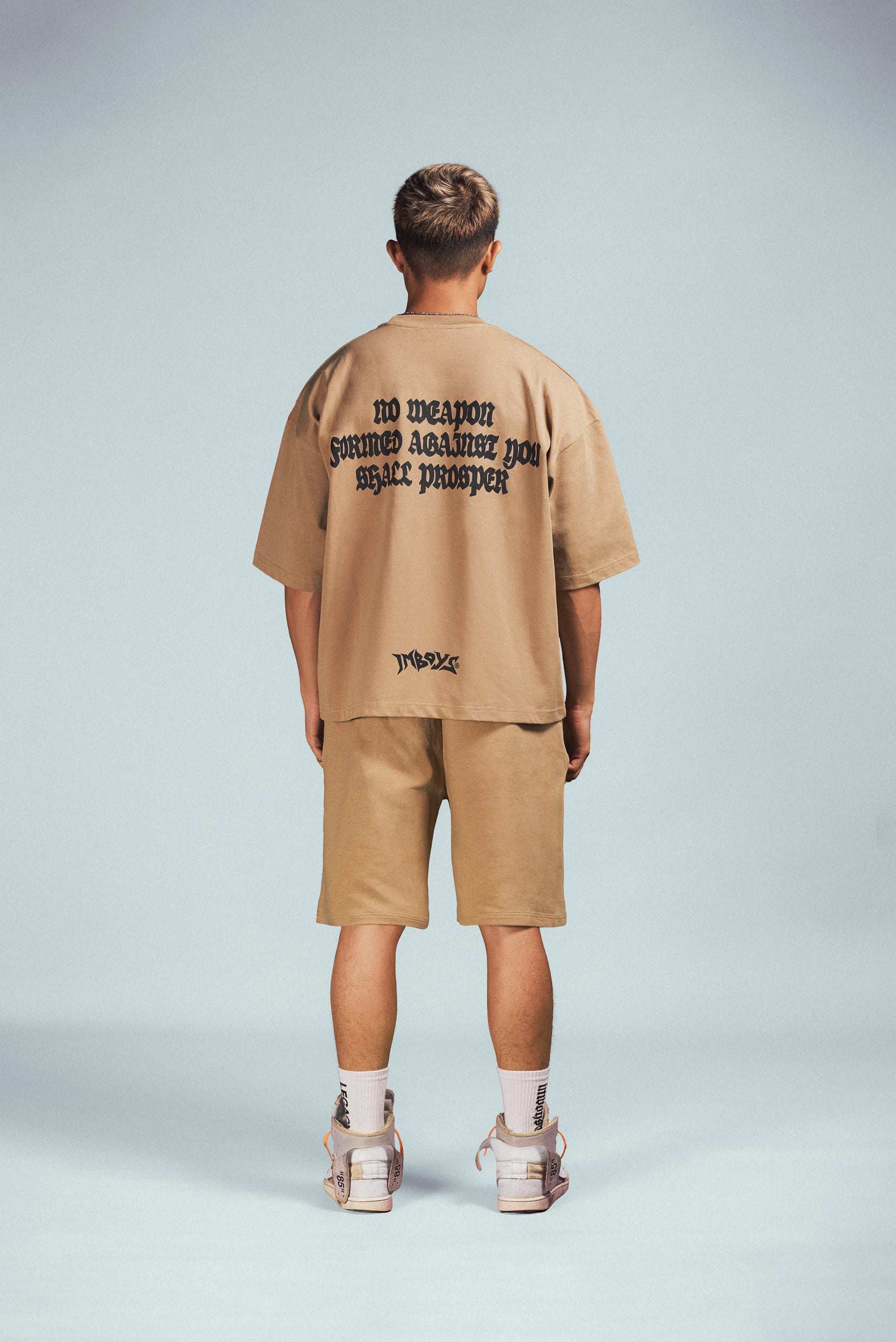 No Weapon Text Tee Beige