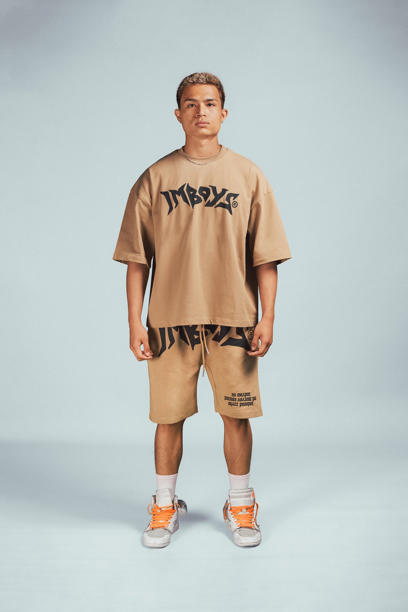 No Weapon Text Tee Beige