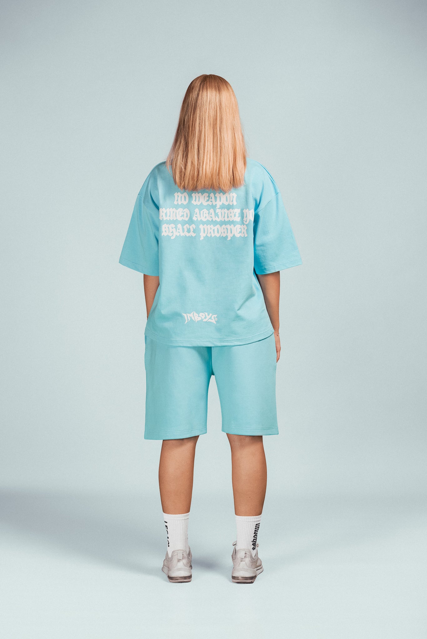 No Weapon Text Tee Pastel Blue