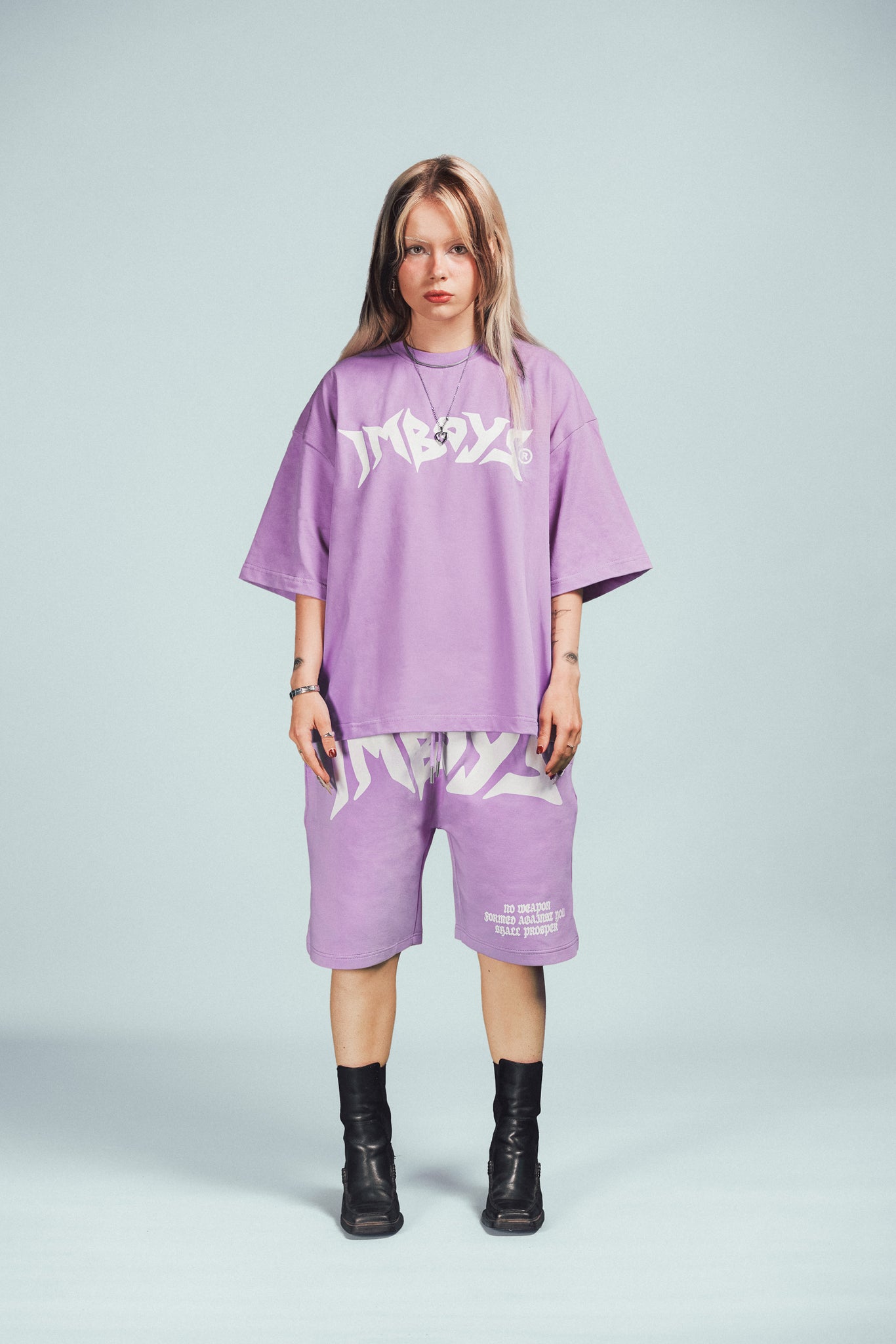 No Weapon Text Tee Pastel Purple