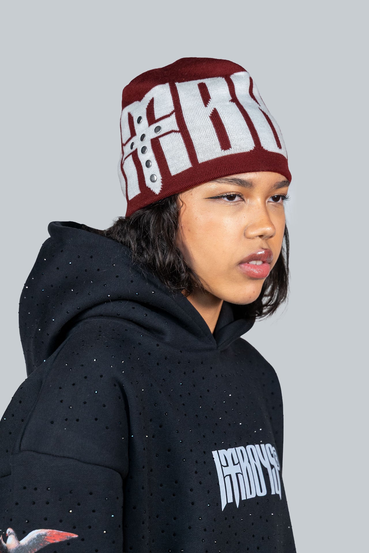 Maroon redemption beanie